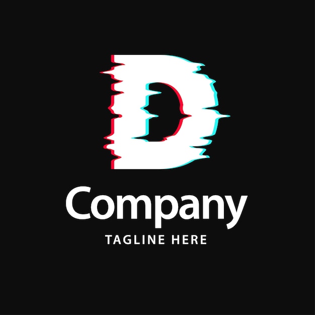 故障艺术风格字母D标志logo