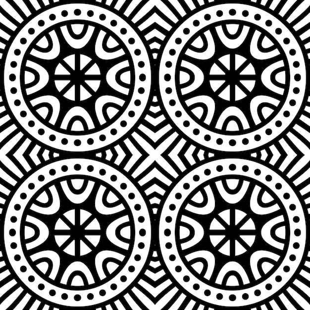 黑白无缝平铺花纹图案