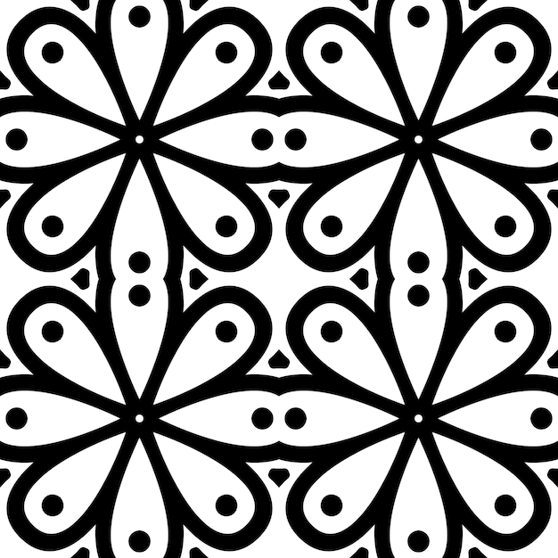 黑白无缝平铺花纹图案