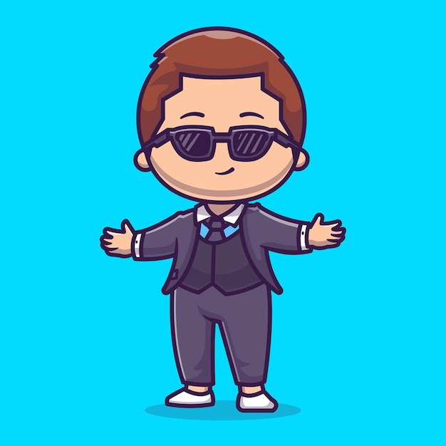 张开双手的男人卡通插画