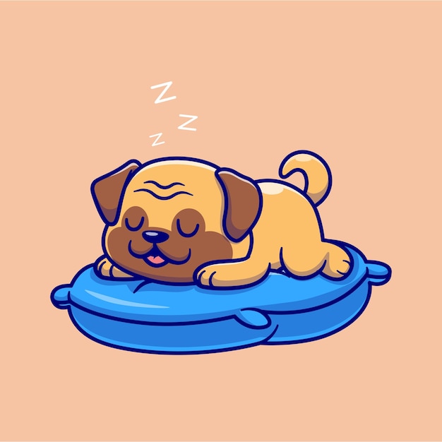 睡觉的小狗卡通插画