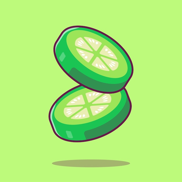 黄瓜切片蔬菜卡通插画