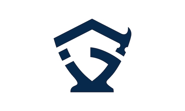 盾牌字母G铁砧锤子铁匠标志logo