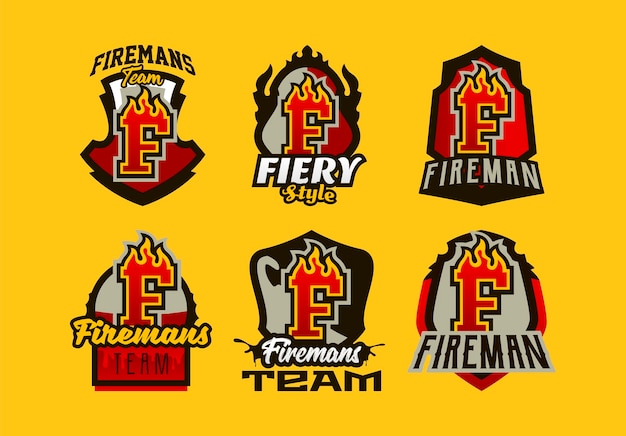 消防火焰字母F标志logo