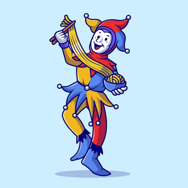 小丑拉面卡通插画