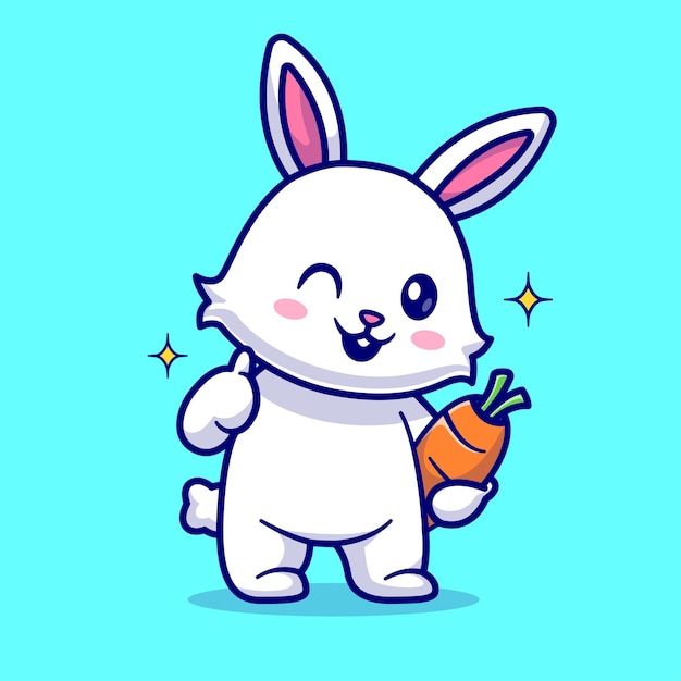 兔子胡萝卜卡通插画