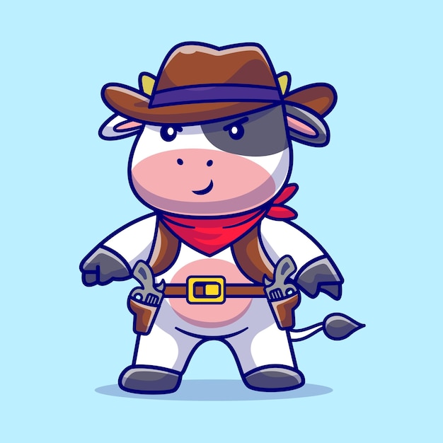 牛仔奶牛卡通插画