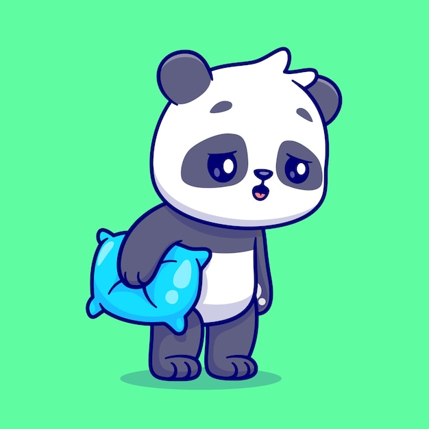 犯困瞌睡的熊猫卡通插画
