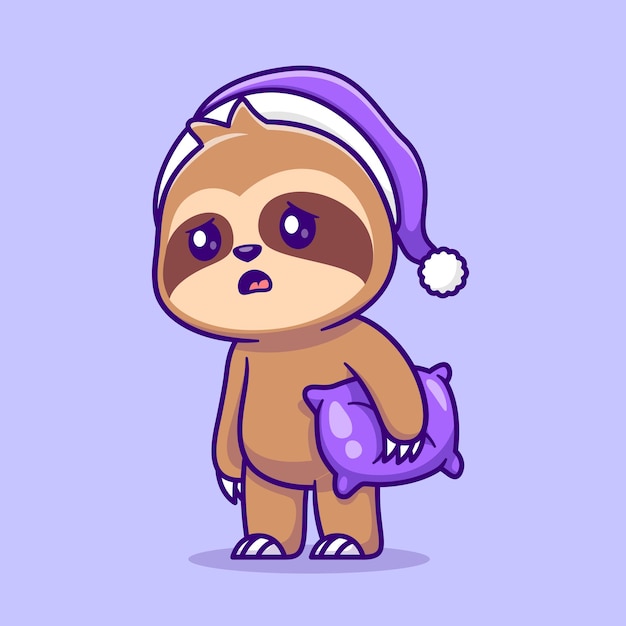 犯困瞌睡的树懒卡通插画