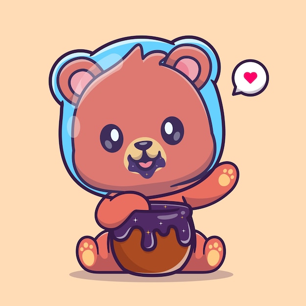 熊蜂蜜罐头套卡通插画