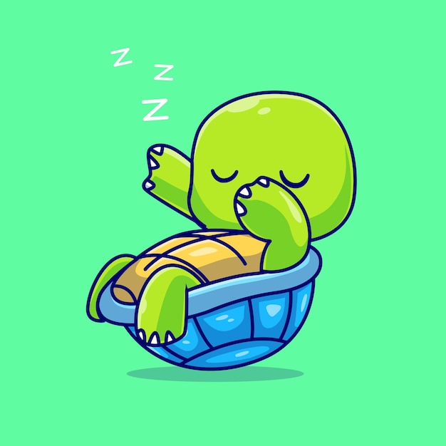 乌龟睡觉卡通插画