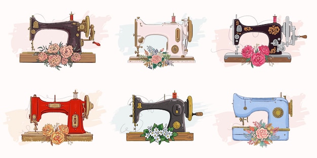 手绘缝纫机插画