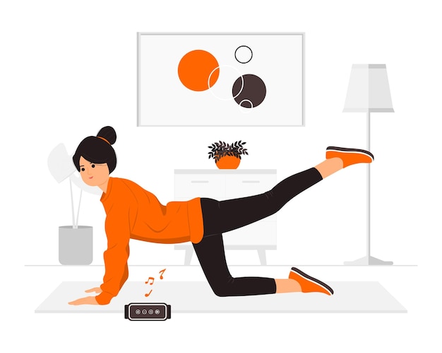 做瑜伽的女人扁平插画