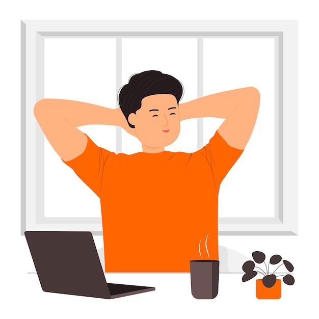 即将下班的男人扁平插画