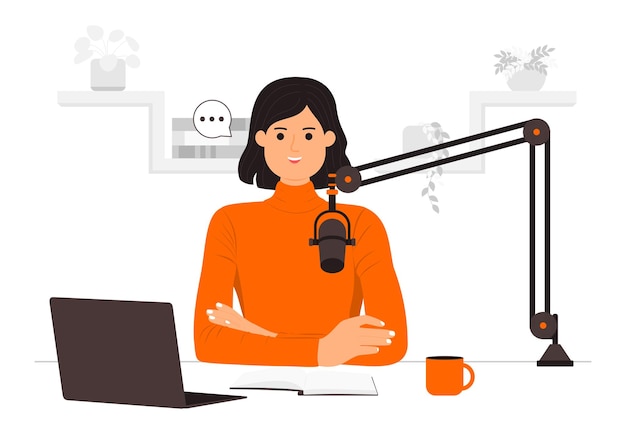 电台女主播扁平插画