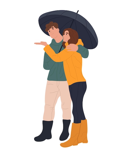 打伞的情侣扁平插画