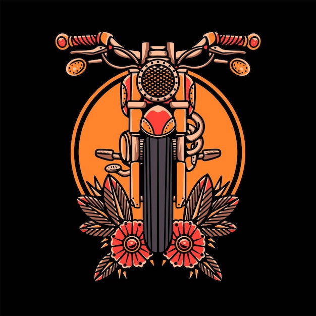 摩托车纹身插画