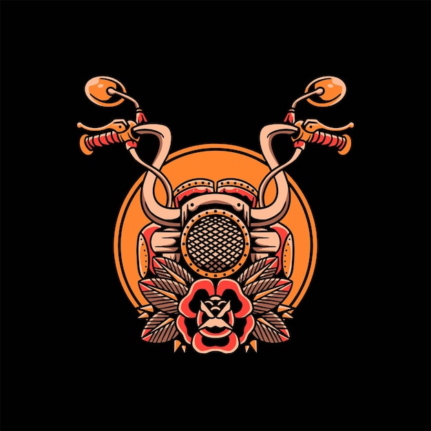 摩托车把手纹身插画