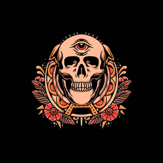 骷髅头纹身插画