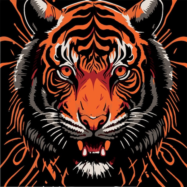 凶猛的老虎插画