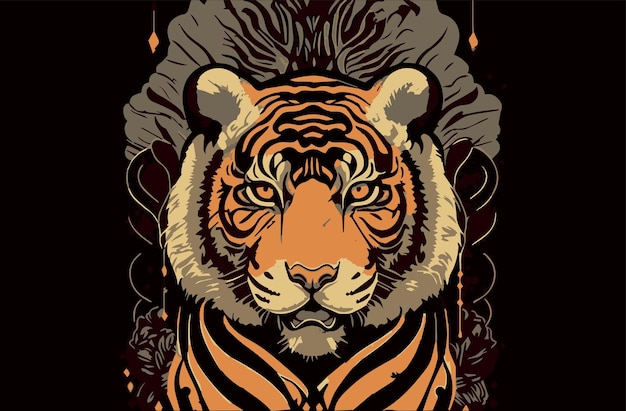 凶猛的老虎插画