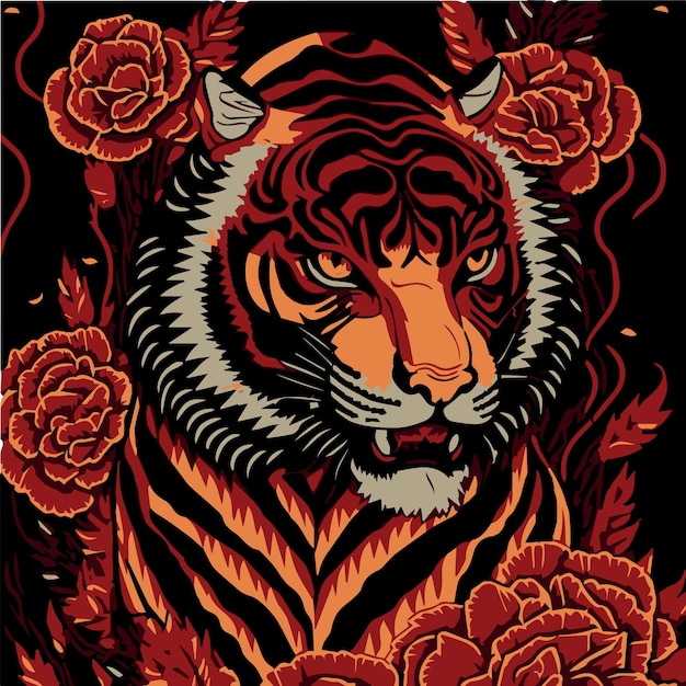 凶猛的老虎插画