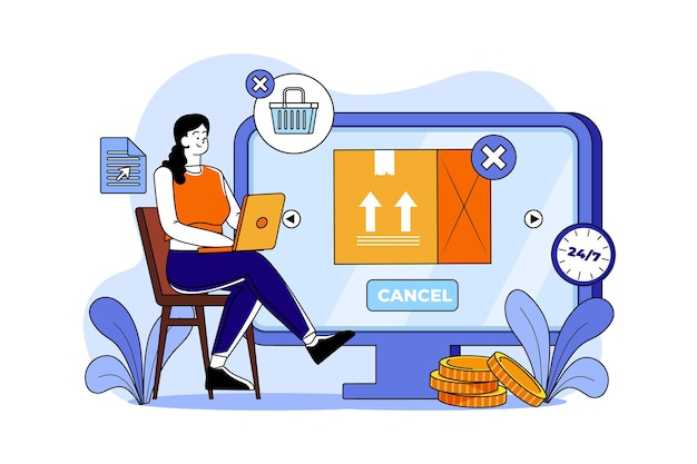 网上购物在线支付扁平插画