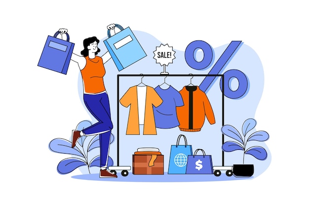 网上购物在线支付扁平插画