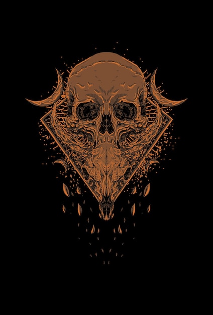 羊头骷髅头装饰插画