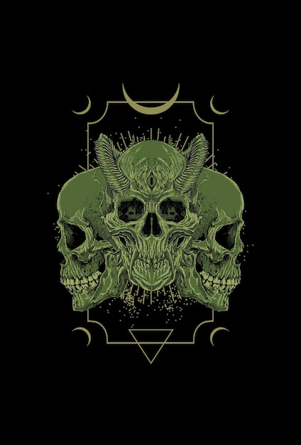 羊角骷髅头装饰插画