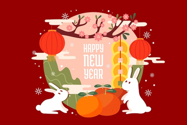 新年春节2023年兔年元素