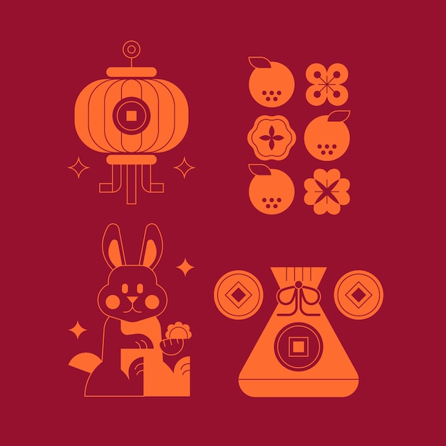 兔子铜钱灯笼钱袋春节新年中式元素