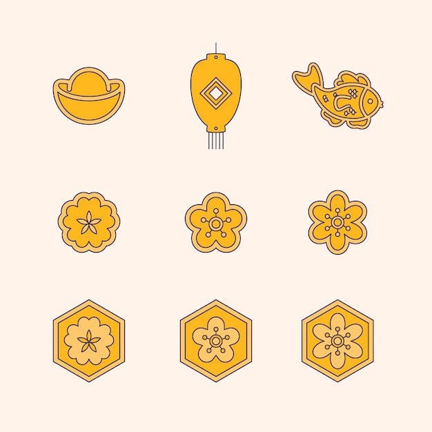 元宝灯笼花朵中式元素