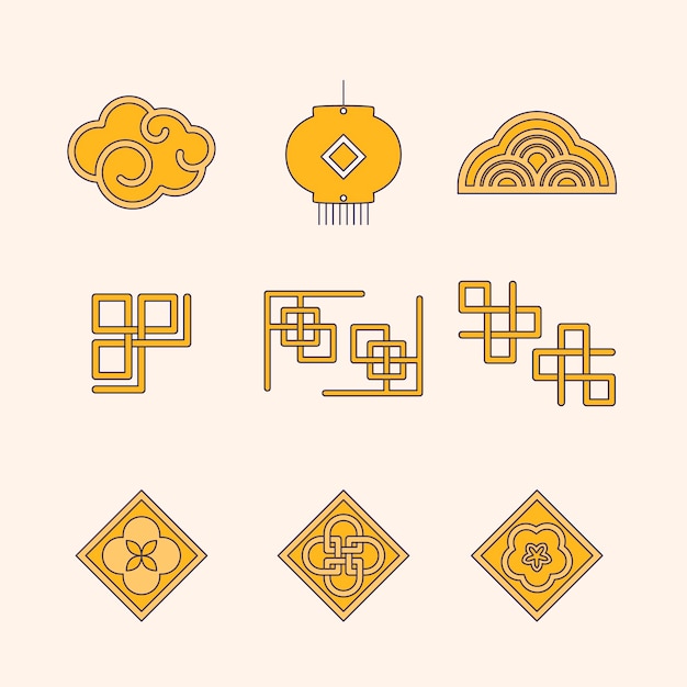 祥云灯笼花纹中式纹样元素