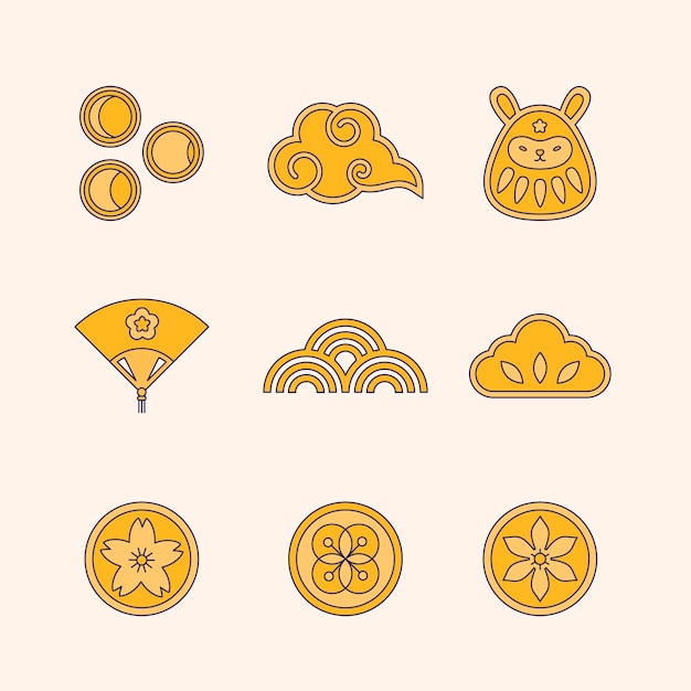 祥云童子花纹青海波中式纹样元素