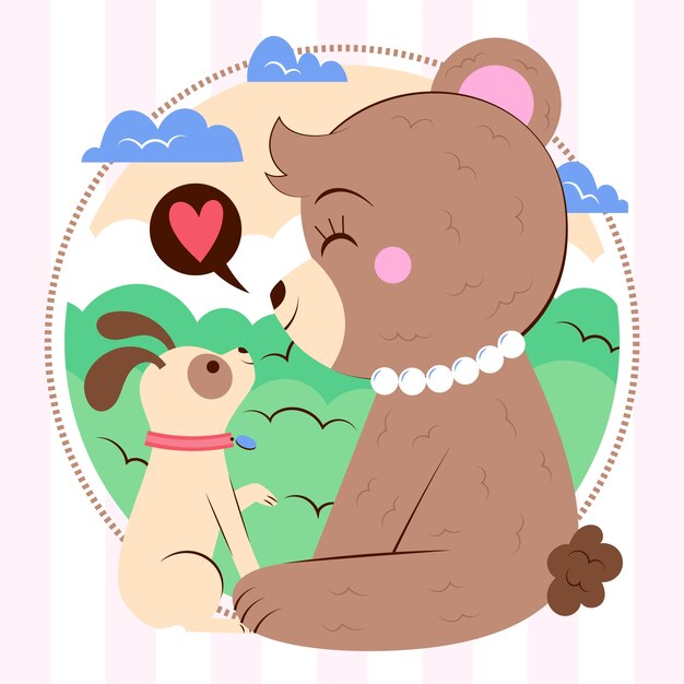 母熊卡通插画