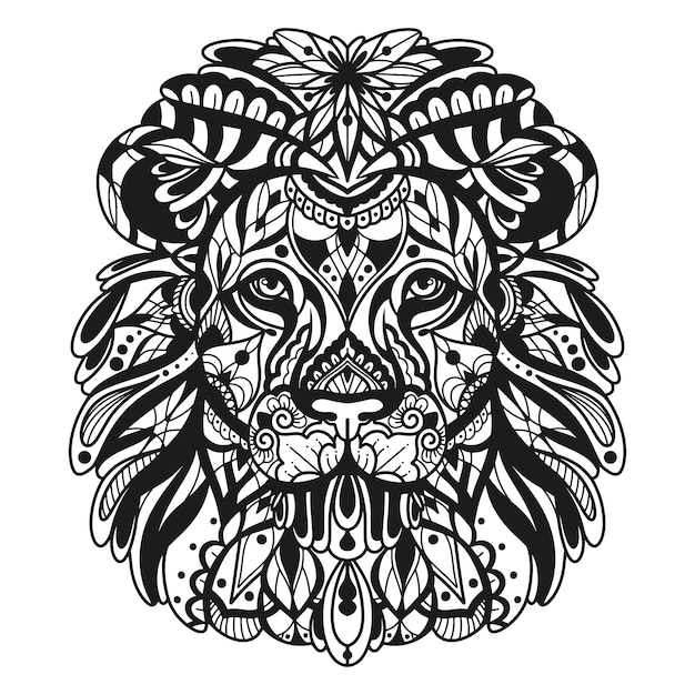 曼陀罗狮子插画