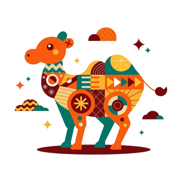 几何图形抽象骆驼插画
