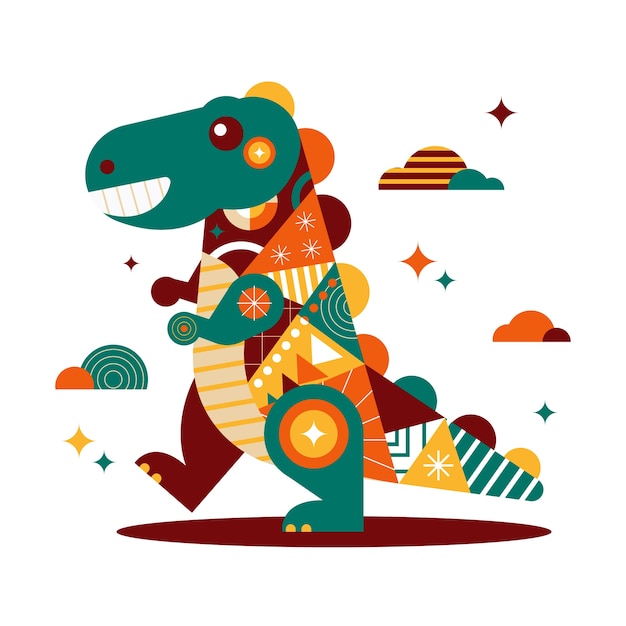 几何图形抽象恐龙插画