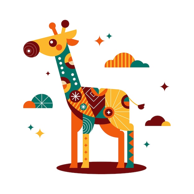 几何图形抽象长颈鹿插画