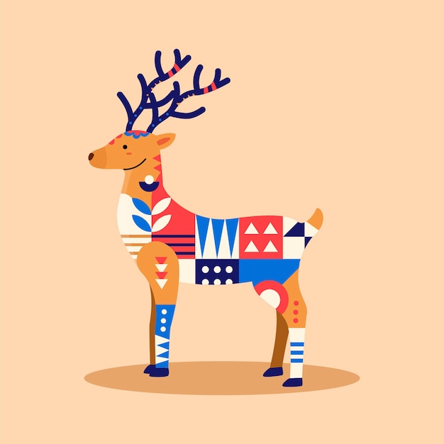 几何图形抽象麋鹿插画