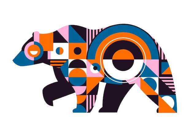 几何图形抽象熊插画