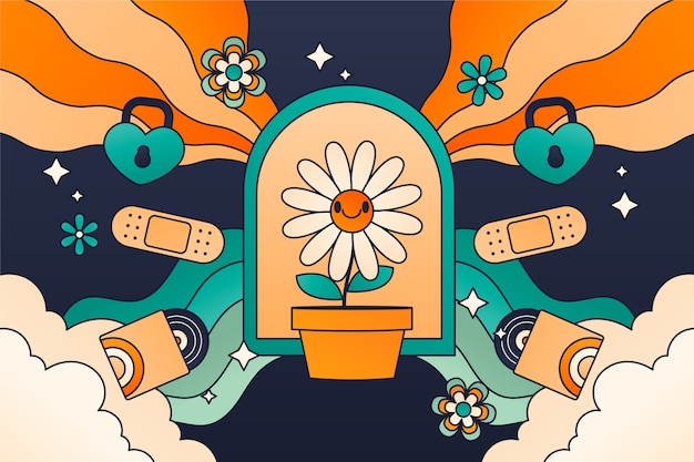 神秘幻想梦境葵花插画