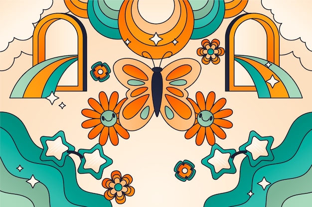 神秘幻想梦境蝴蝶插画