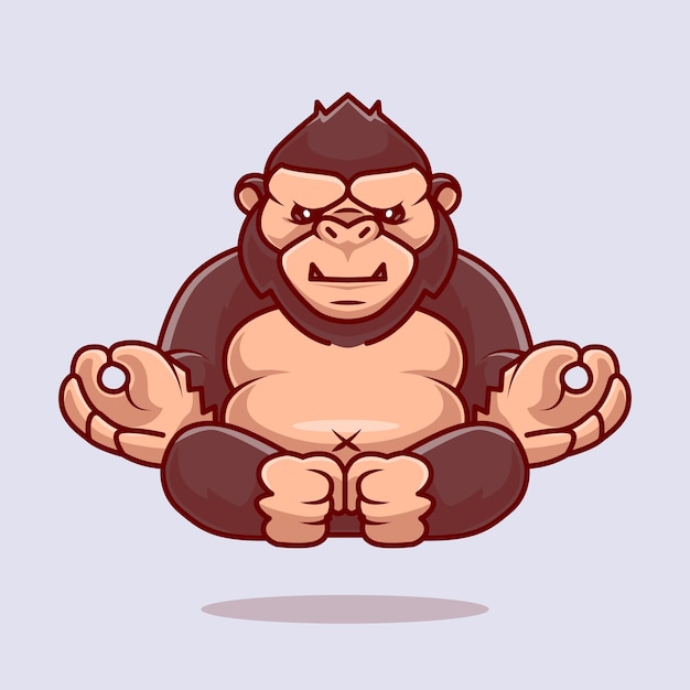 瑜伽大猩猩卡通插画