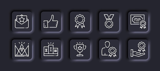 成就奖状奖章大拇指皇冠图标