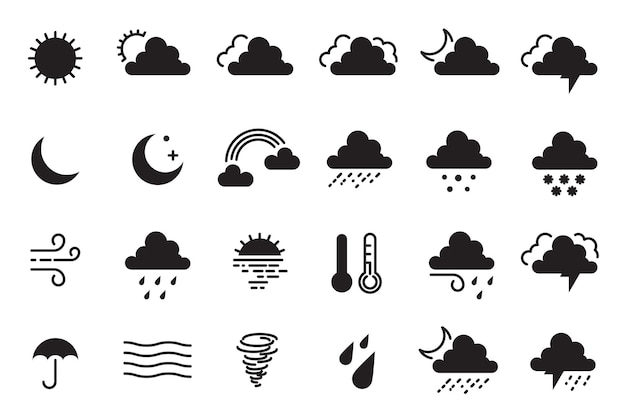 天气太阳云月亮温度雨伞龙卷风下雨下雪打雷图标