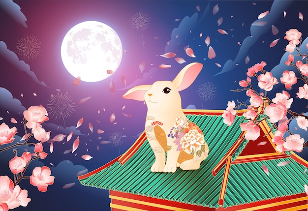 2023年兔年元旦春节新年插画海报模板