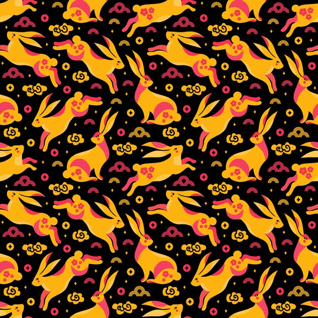 无缝平铺兔子花纹背景