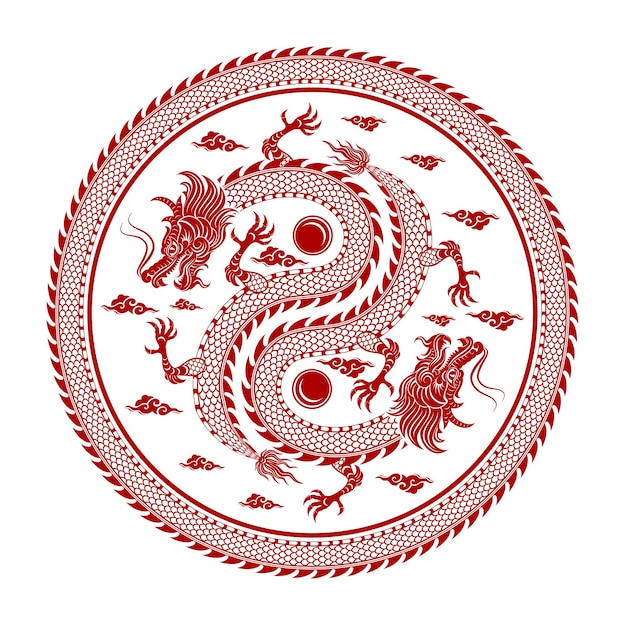 中国龙剪纸风格元素